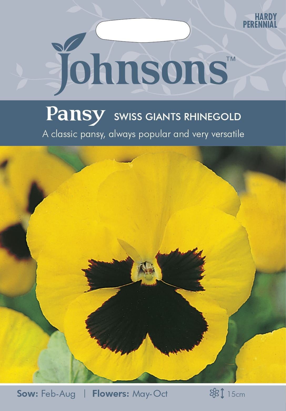 Johnsons Flower Pansy Swiss Giants Rhinegold 100 Seeds