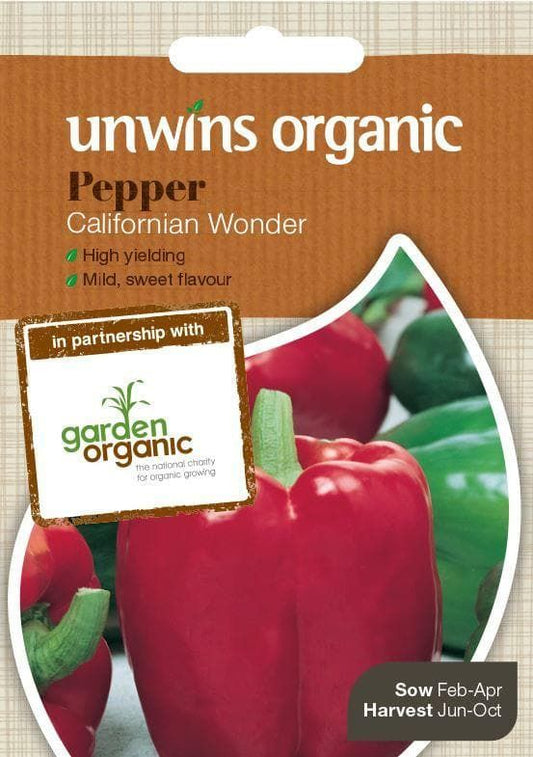 Unwins Organic Pepper (Sweet) Californian Wonder 25 Seeds