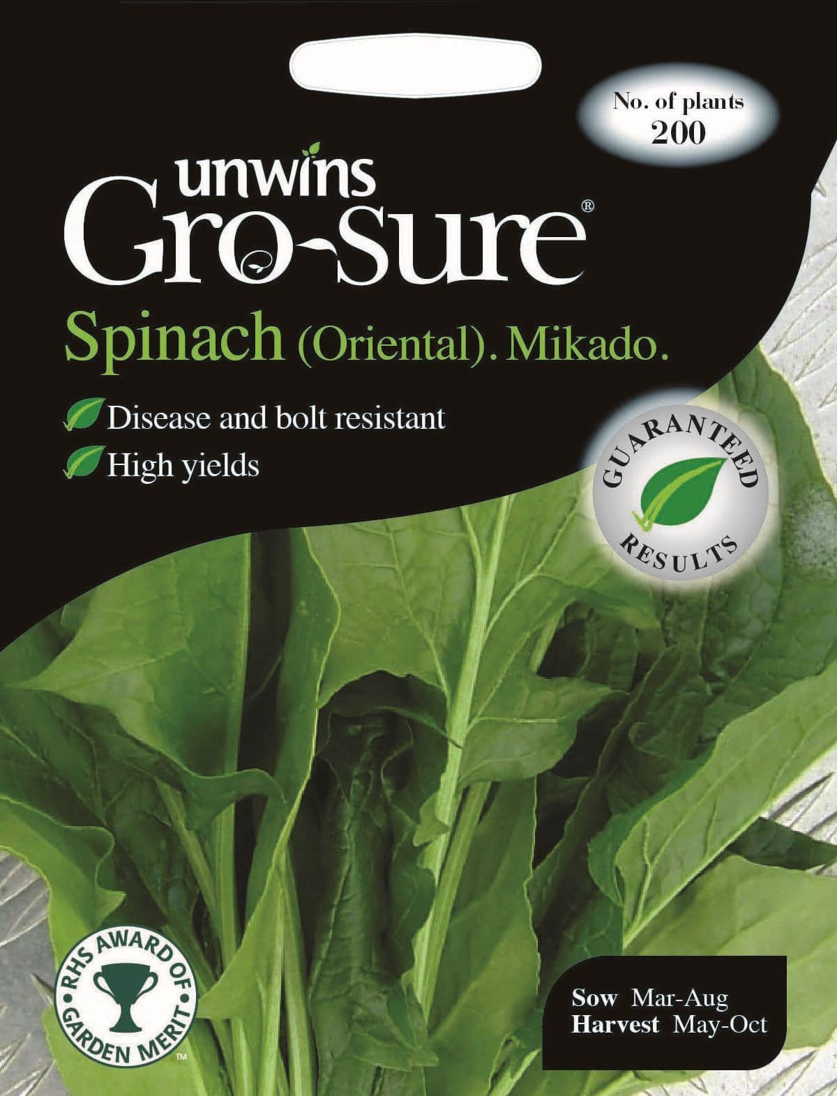 Unwins Spinach (Oriental) Mikado F1 200 Seeds