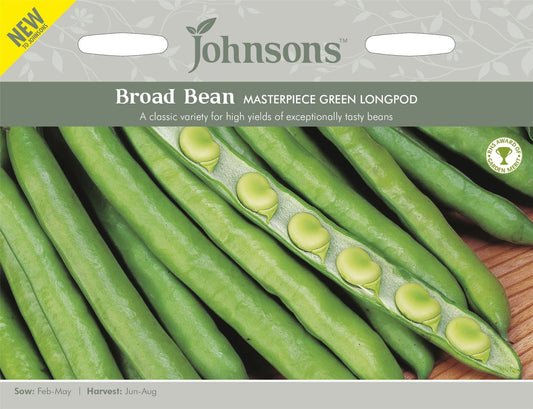 Johnsons Broad Bean Masterpiece Green Longpod 50 Seeds
