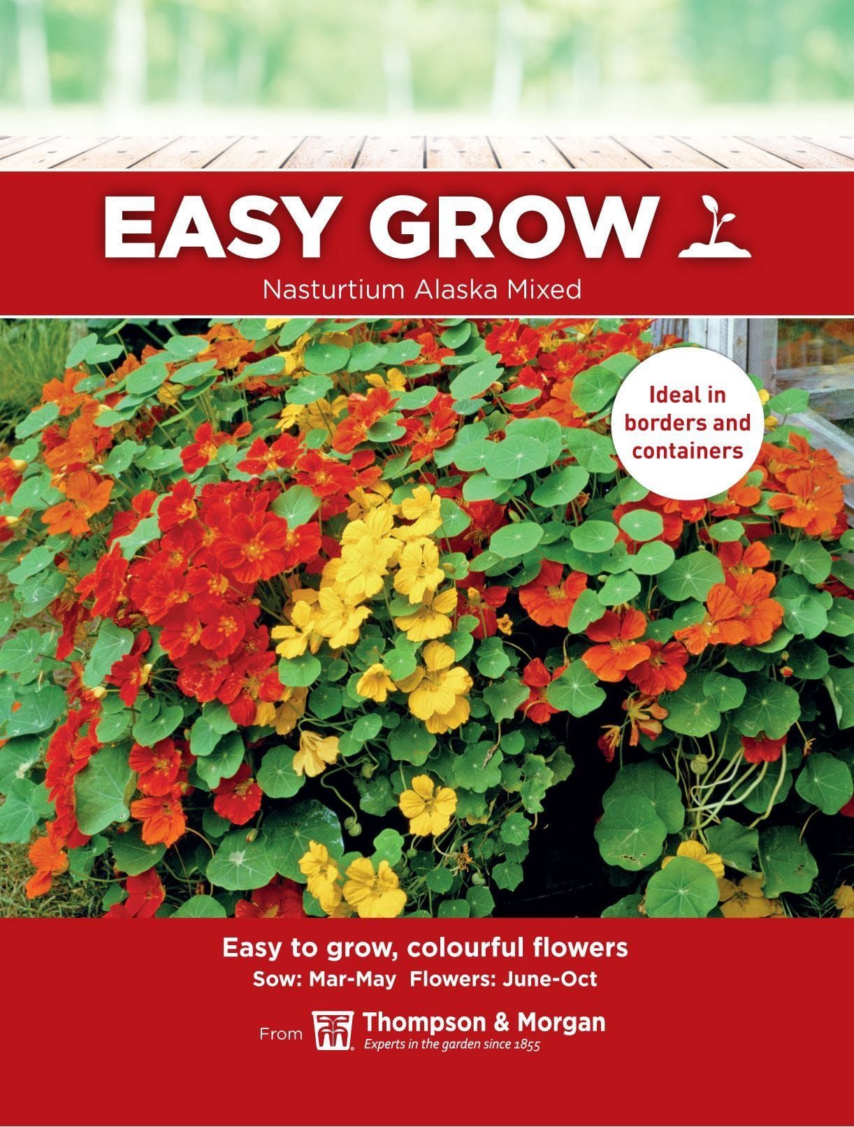 Thompson & Morgan - EasyGrow - Flower - Nasturtium - Alaska Mixed - 30 Seeds