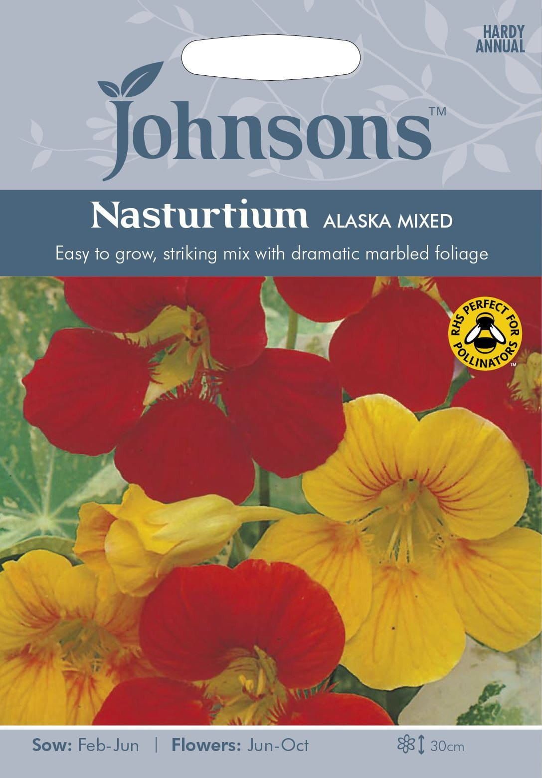 Johnsons Nasturtium Alaska Mixed 25 Seeds