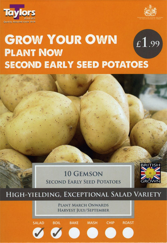 Taylors - Seed Potatoes - Gemson - 10 Tubers - Second Early