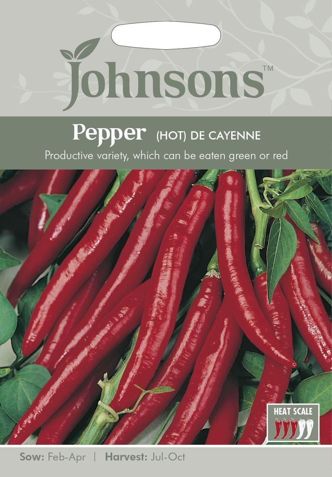 Johnsons Pepper (Hot) De Cayenne 60 Seeds