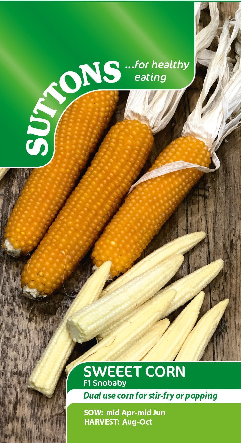 Sutton Seeds - Sweet Corn Seeds - Snobaby F1