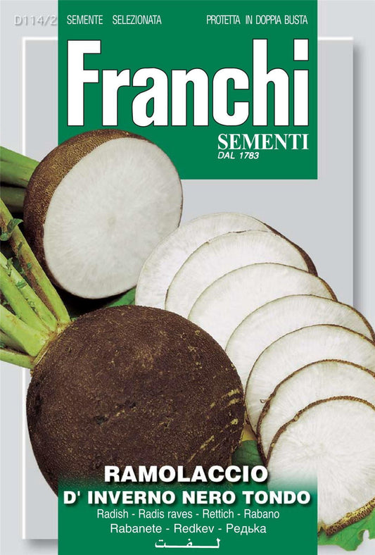 Franchi Seeds of Italy - DBO 114/2 - Black Radish - Ramolaccio Nero Tondo D'Inverno - Seeds
