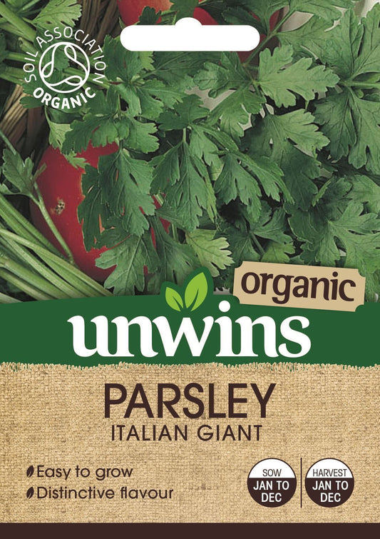 Unwins Herb Parsley Italian Giant (Organic) 450 Seeds