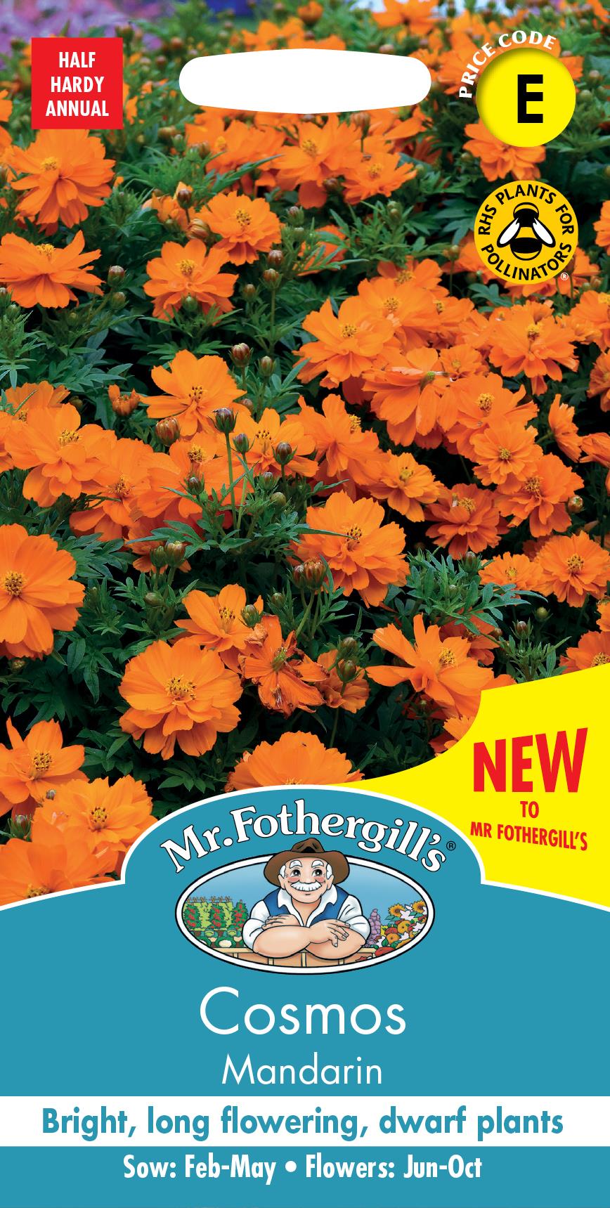 Mr Fothergills - Flower - Cosmos - Mandarin - 30 Seeds