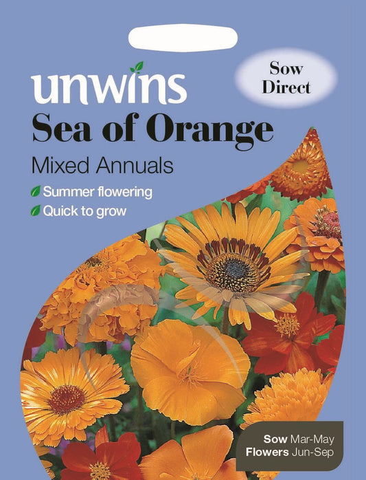 Unwins Sea of Orange Mixed Annuals 1g Seeds