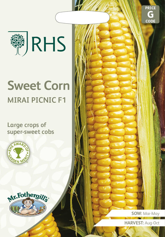 Mr Fothergills - RHS - Vegetable - Sweet Corn - Mirai Picnic F1 - 25 Seeds