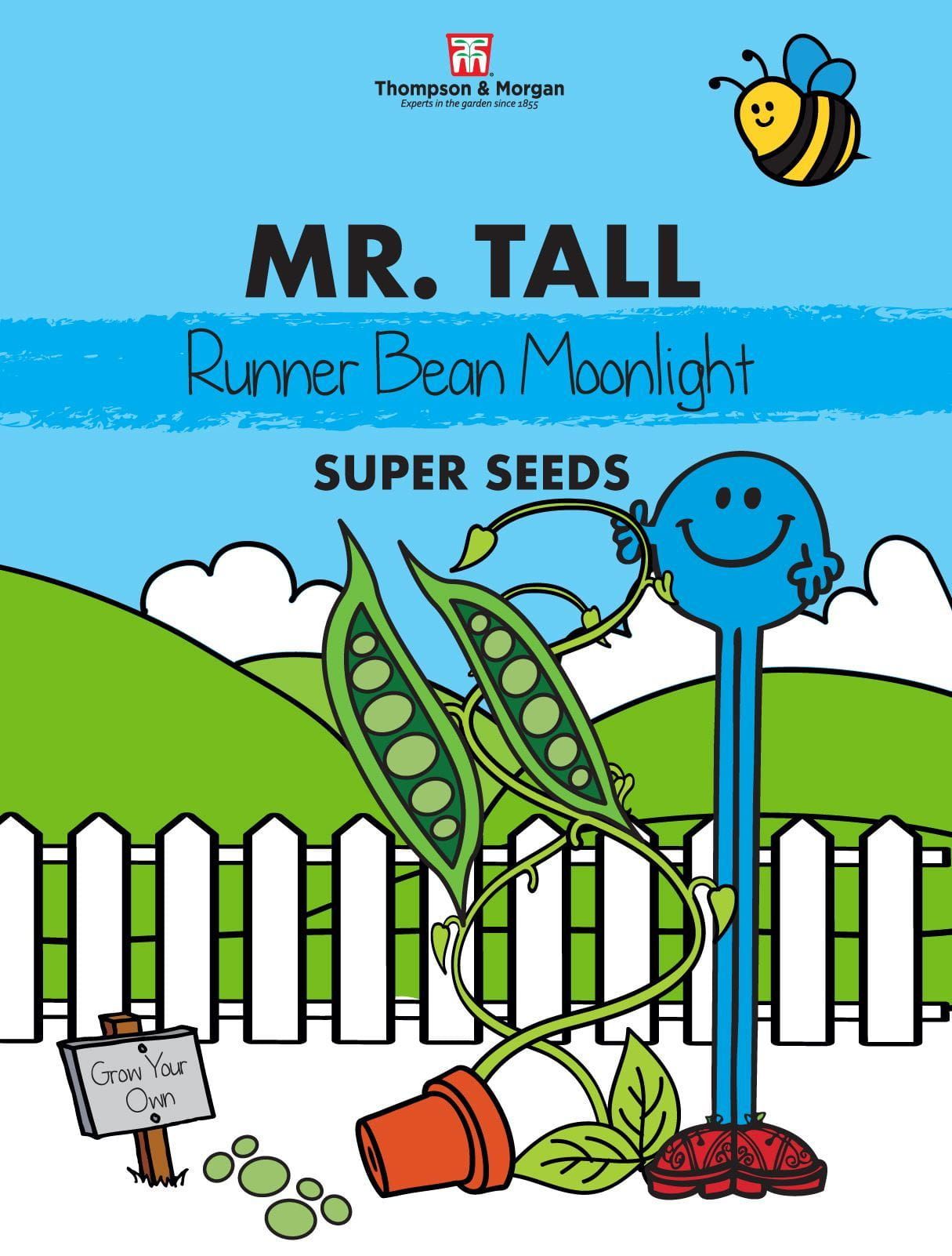 Thompson & Morgan - Mr Tall - Vegetable - Runner Bean - Moonlight - 20 Seeds
