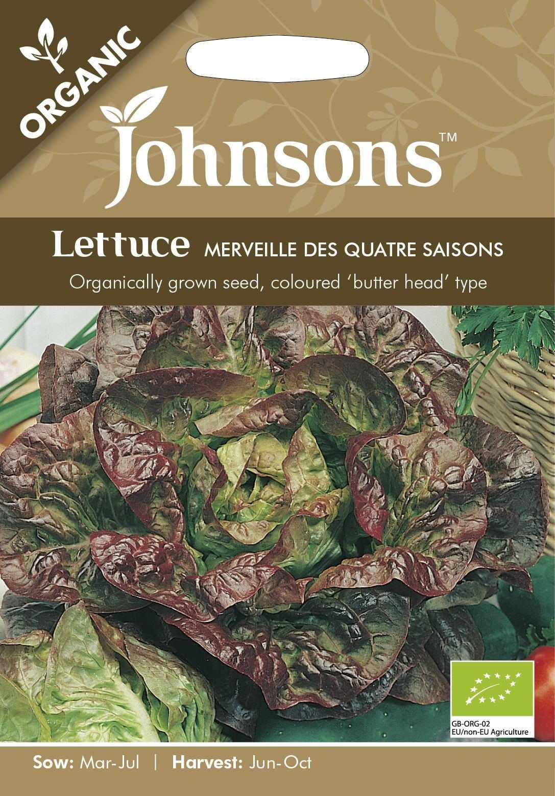 Johnsons Organic Vegetable Lettuce Merveille des Quatre Saison 1250 Seeds