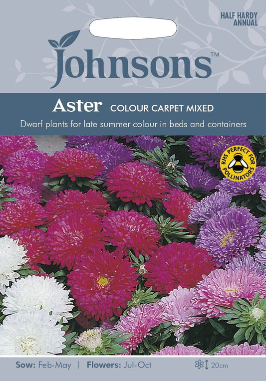 Johnsons Aster Colour Carpet Mixed 250 Seeds