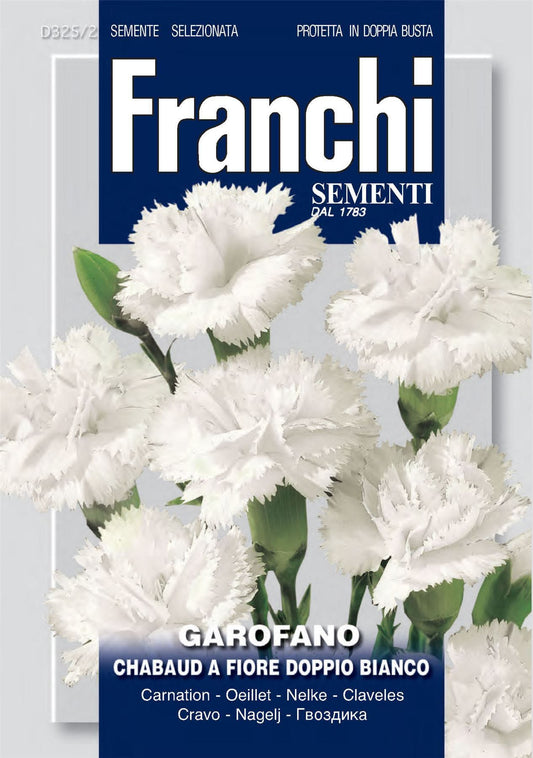 Franchi Seeds of Italy - Flower - FDBF_ 325-2 - Carnation - Chabaud White - Seeds
