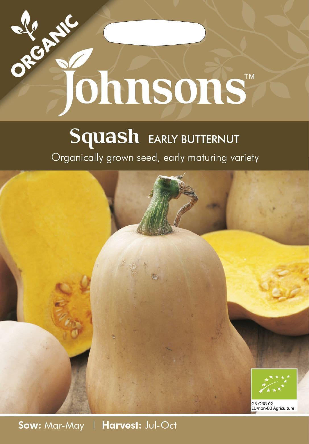 Johnsons Organic Squash Early Butternut 10 Seeds