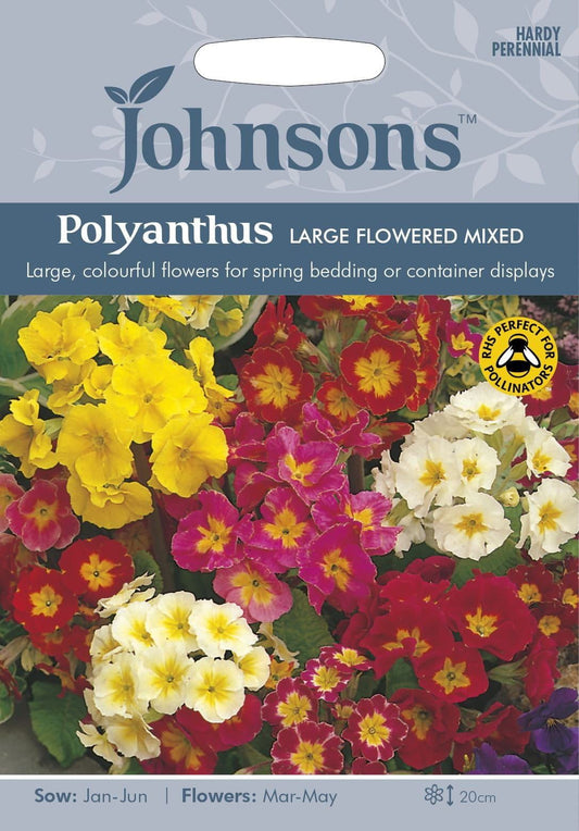 Johnsons Polyanthus Large Flowered Mixed 100 Seeds
