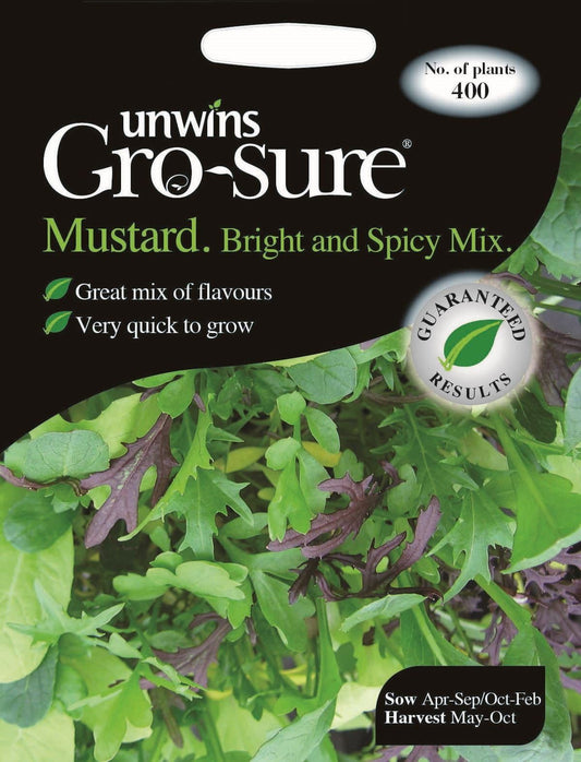 Unwins Mustard Bright and Spicy Mix 400 Seeds
