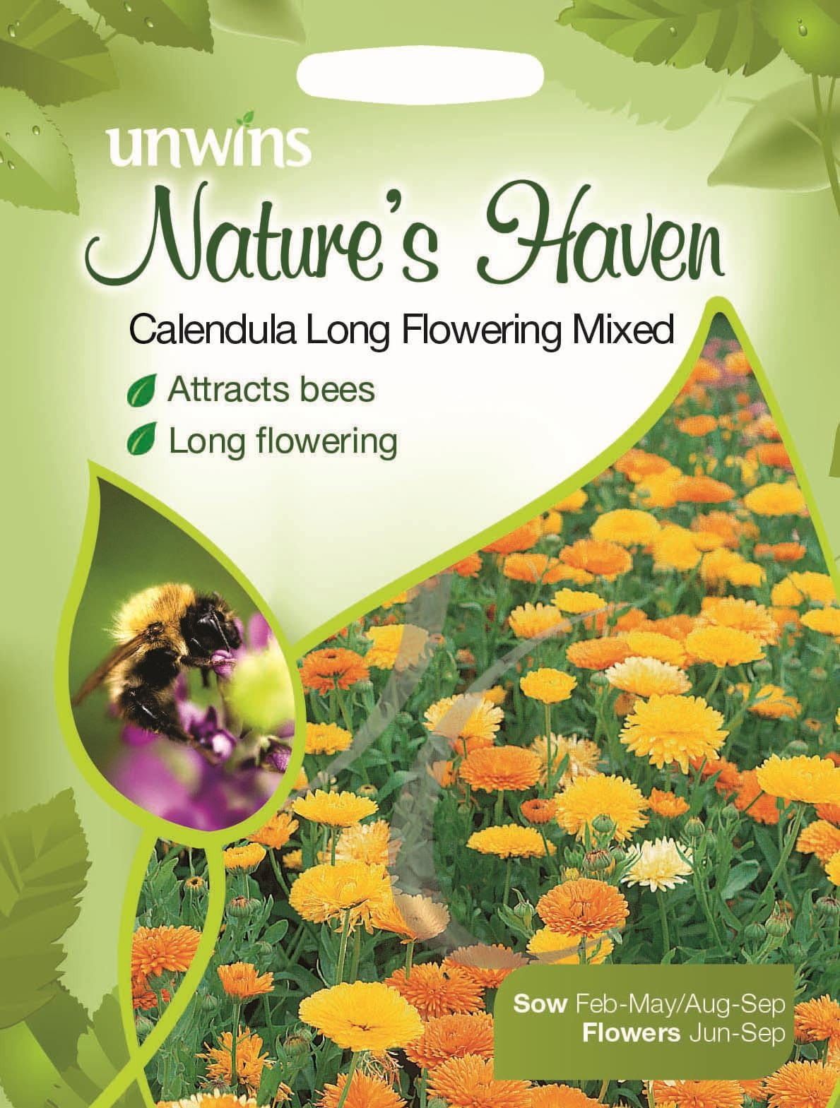 Unwins Nature's Haven Calendula Long Flowering Mixed 130 Seeds