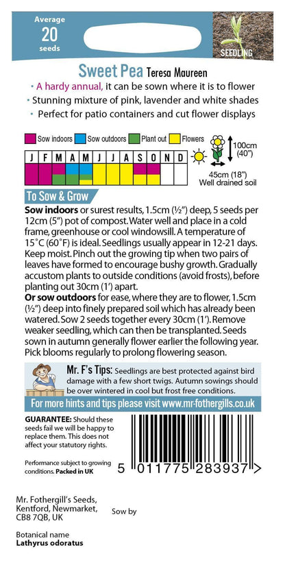 Mr Fothergills Sweet Pea Teresa Maureen 20 Seeds