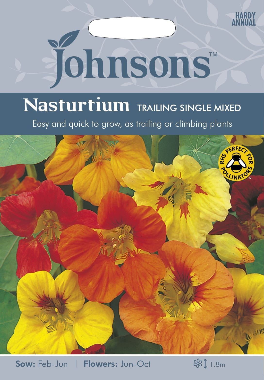 Johnsons Nasturtium Trailing Single Mixed 35 Seeds