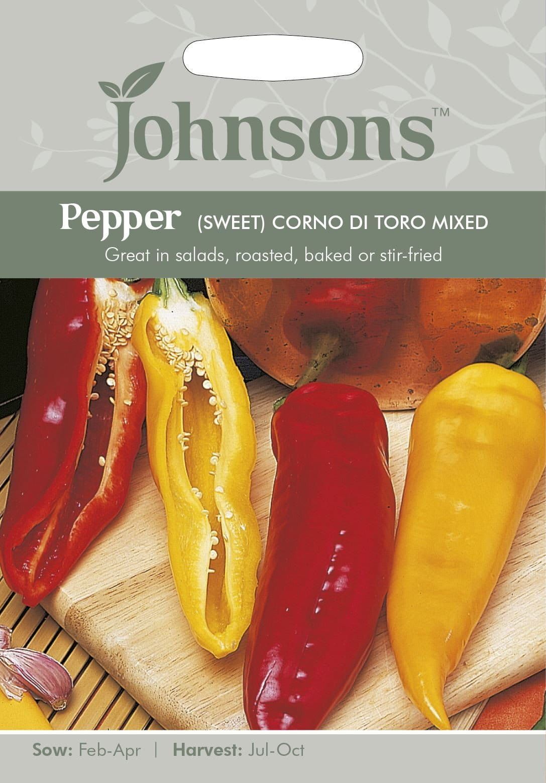 Johnsons Pepper (Sweet) Corno di toro Mixed 50 Seeds