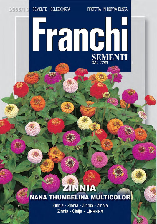 Franchi Seeds of Italy - Flower - FDBF_ 358-10 - Sinnia Nana - Thumbelina Mix- Seeds