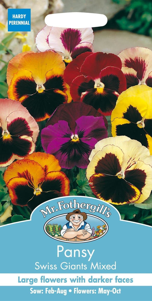 Mr Fothergills Pansy Swiss Giants Mixed 150 Seeds