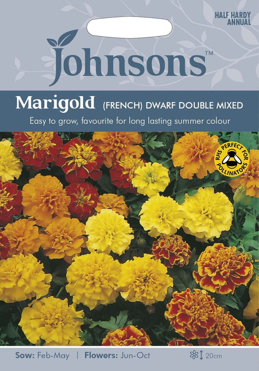 Johnsons French Marigold Dwarf Double Mixed 125 Seeds