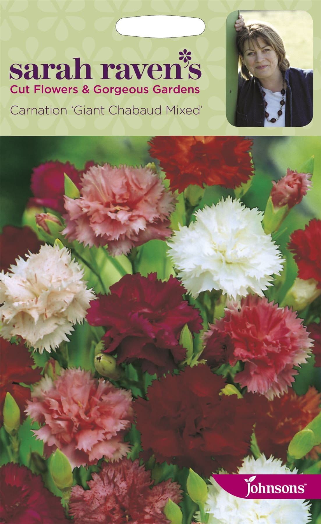 Johnsons Sarah Raven's Carnation Giant Chabaud Mixed 200 Seeds