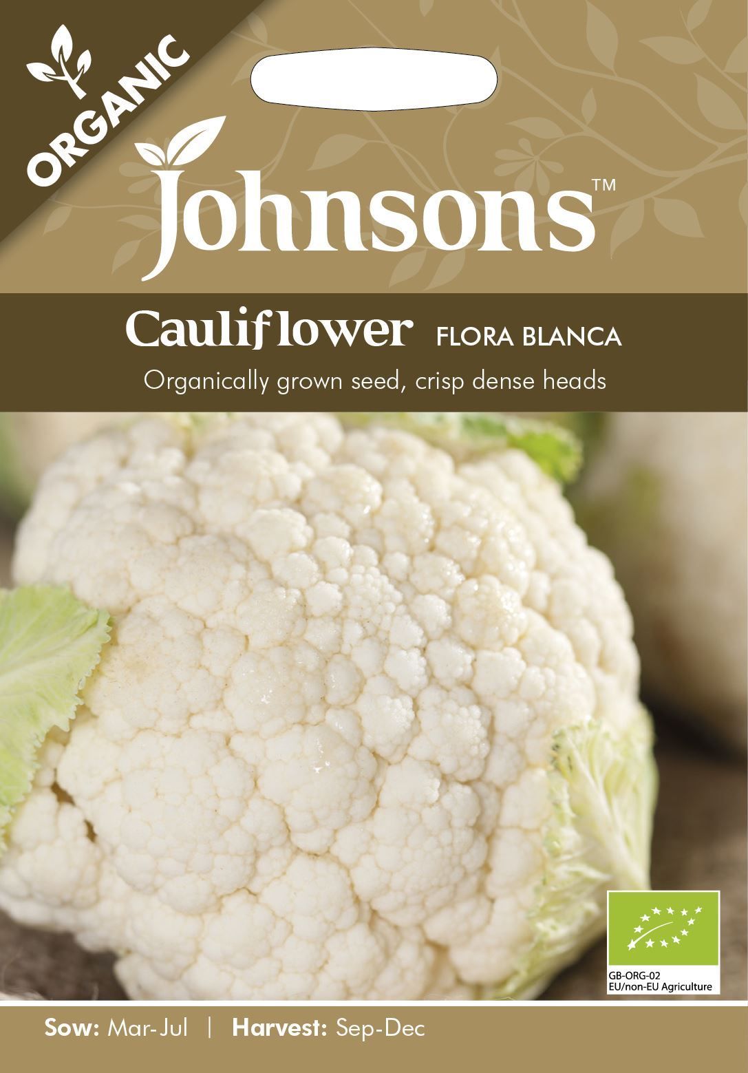 Johnsons Organic Cauliflower Flora Blanca 50 Seeds