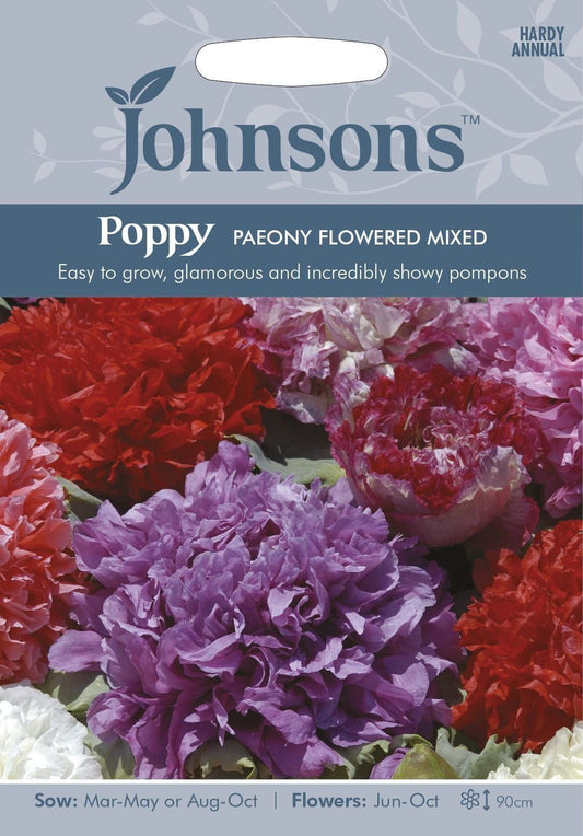 Johnsons Poppy Paeonyed Mixed 2000 Seeds