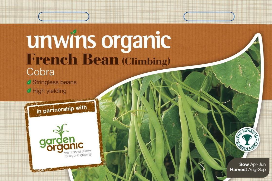 Unwins Organic French Bean (Climbing) Cobra 35 Seeds