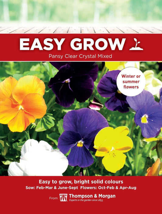 Thompson & Morgan - EasyGrow - Flower - Pansy - Clear Crystal Mixed - 120 Seeds