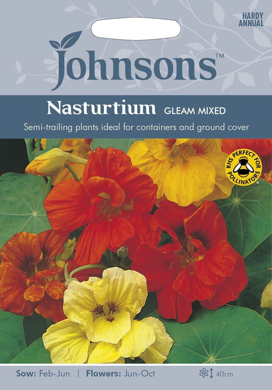 Johnsons Nasturtium Gleam Mixed 30 Seeds