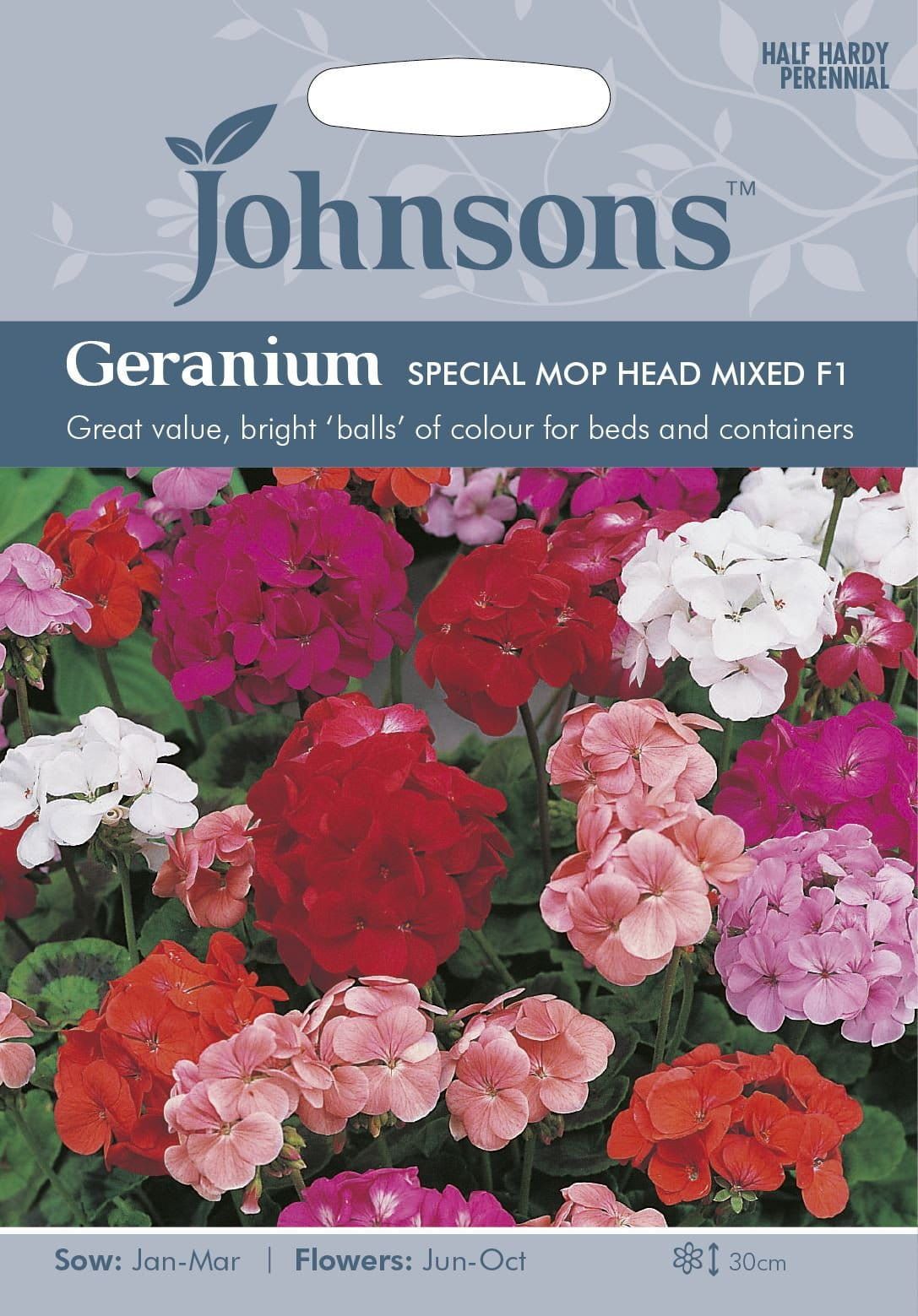 Johnsons Geranium Special Mop Head Mixed F1 10 Seeds