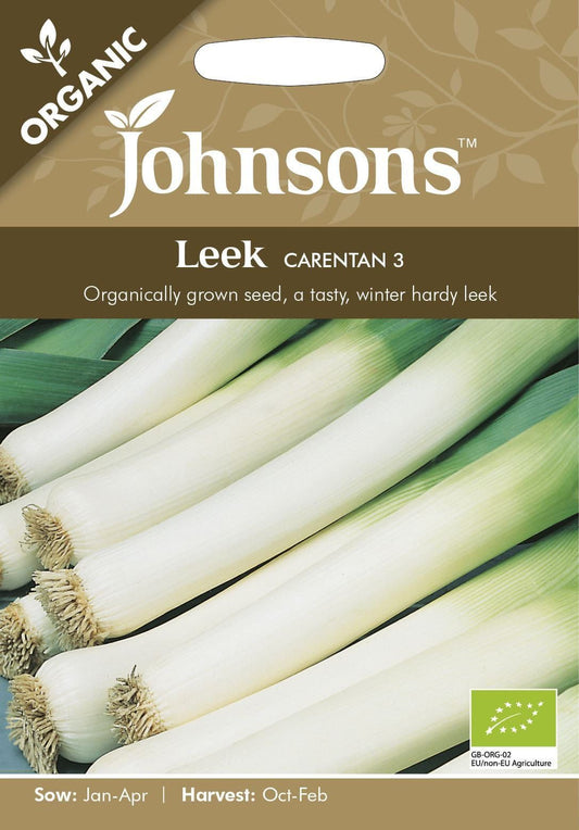 Johnsons Organic Leek Carentan 3 400 Seeds