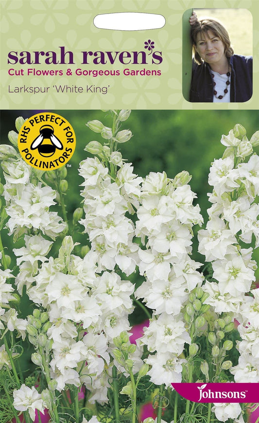 Johnsons Sarah Raven's Larkspur White King 400 Seeds