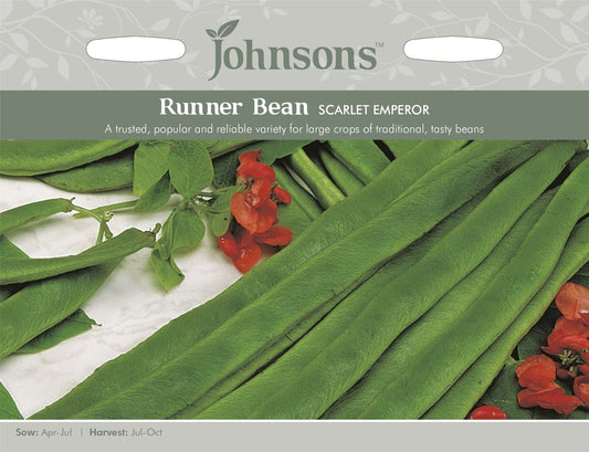 Johnsons Runner Bean Scarlet Emperor 50 Seeds