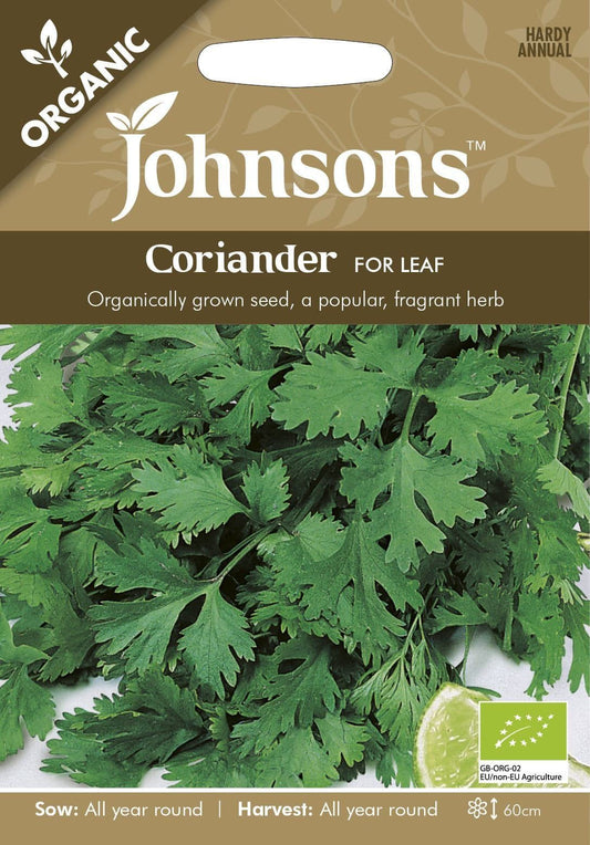 Johnsons Organic Herb Coriander for Leaf 100 Seeds