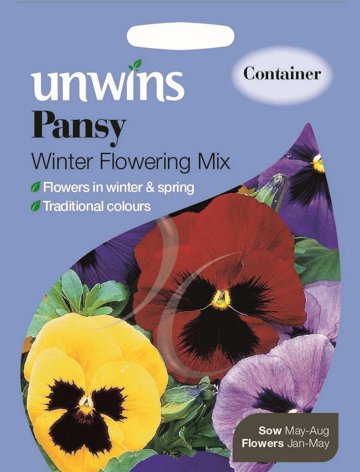 Unwins Pansy Winter Flowering Mix 150 Seeds