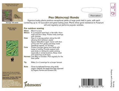 Johnsons Organic Pea Rondo 150 Seeds