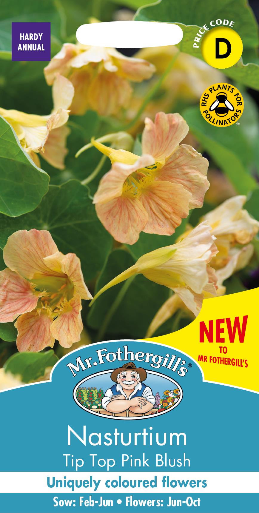 Mr Fothergills - Flower - Nasturtium - Tip Top Pink Blush - 25 Seeds