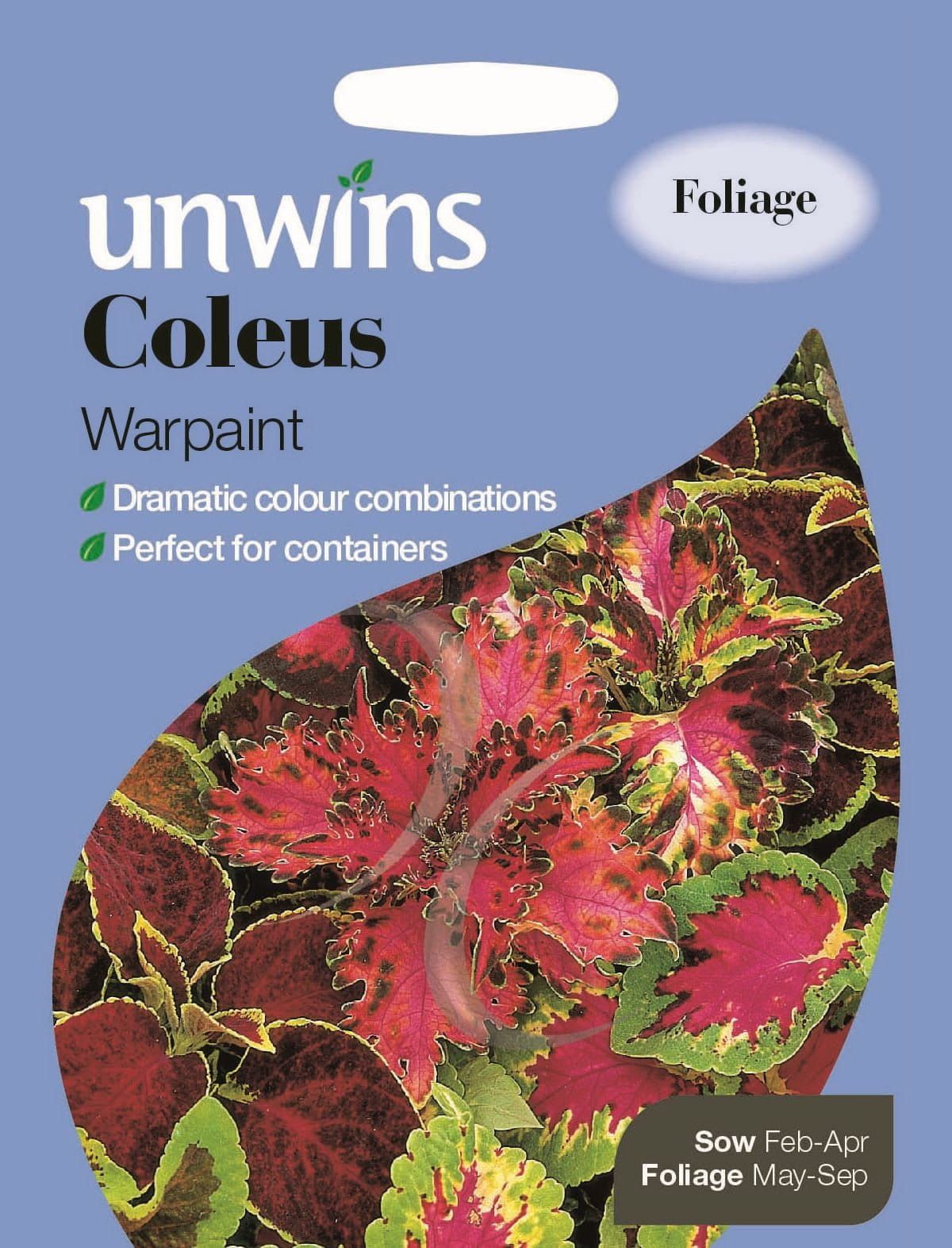 Unwins Coleus Warpaint 55 Seeds