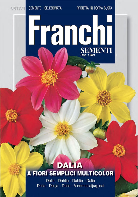 Franchi Seeds of Italy - Flower - FDBF_ 317-1 - Dahlia Single Flower Mix - Seeds