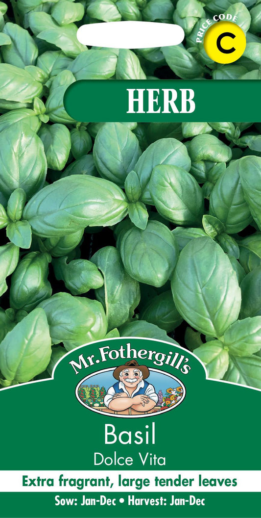 Mr Fothergills - Vegetable - Basil - Dolce Vita - 300 Seeds