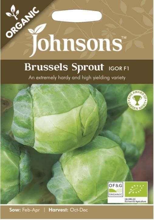 Johnsons Organic Brussels Sprout Igor F1 20 Seeds