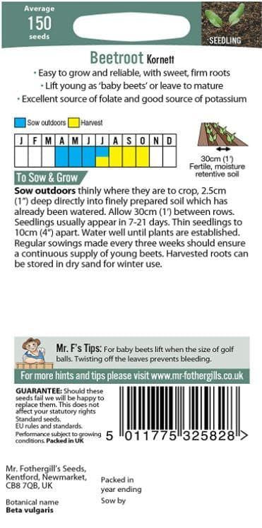 Mr Fothergills - Vegetable - Beetroot Kornett - 150 Seeds