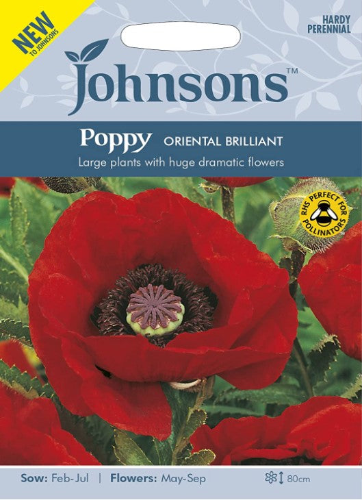 Johnsons Seeds - Edible Flower - Poppy Oriental Brilliant Seeds