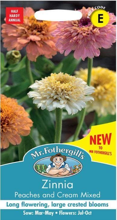 Mr Fothergills - Flower - Zinnia Peaches & Cream Mixed - 75 Seeds